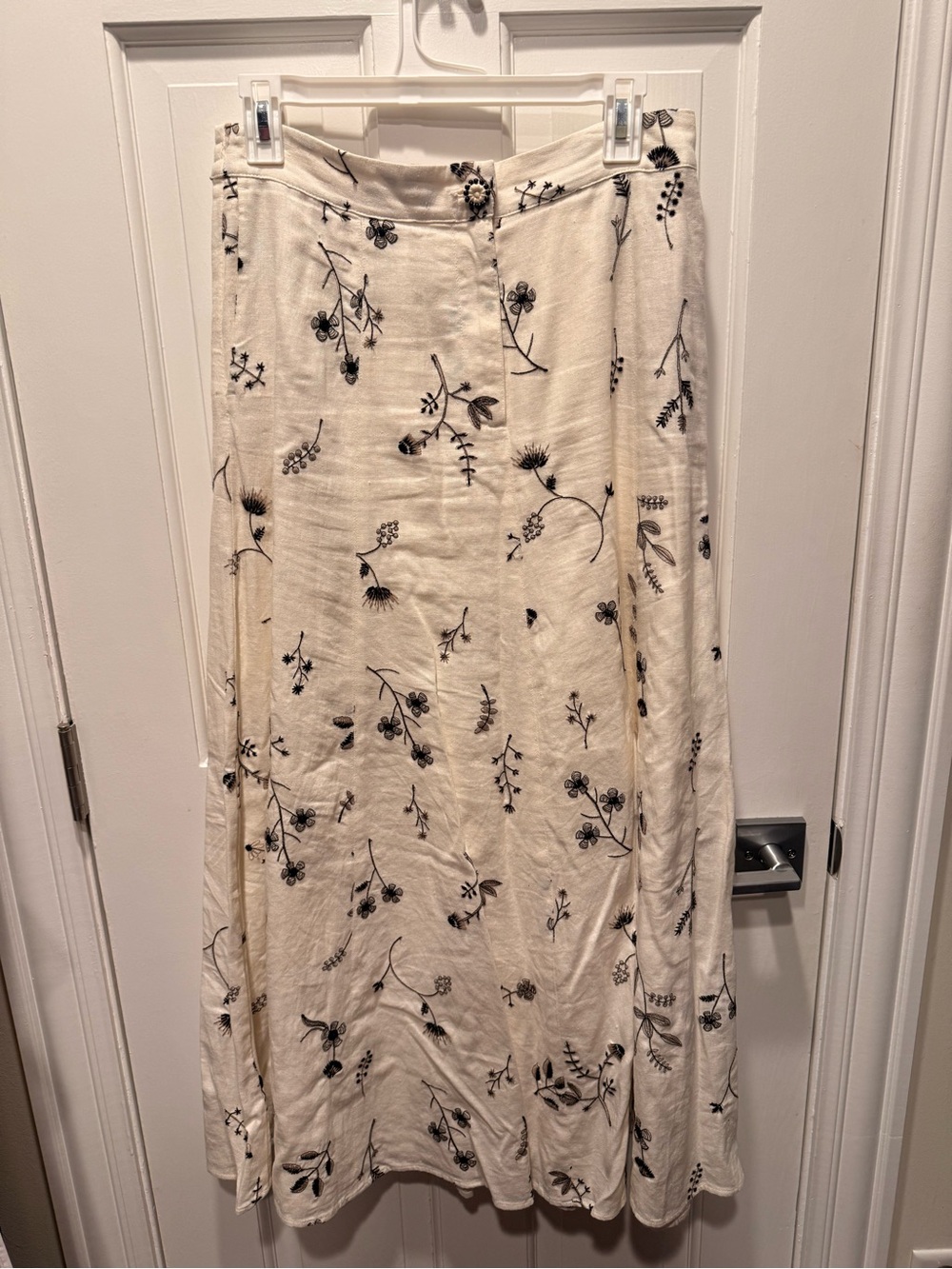 Women's Cream Floral Set Maxi Skirt and Mini Top